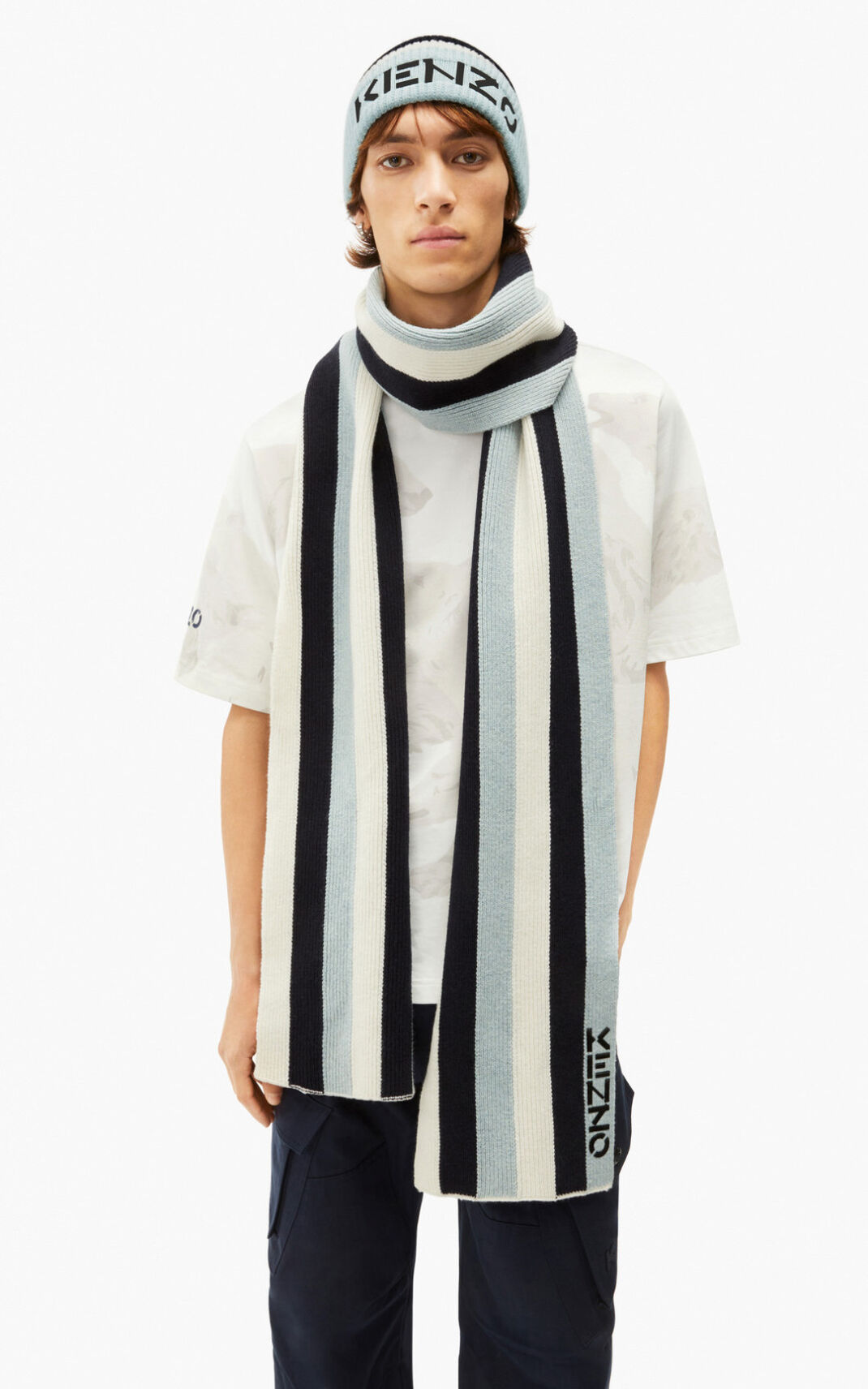 Kenzo The Zimske Capsule striped wool Šalovi Ženske - Plave Crne - Hrvatska UAOFPW514